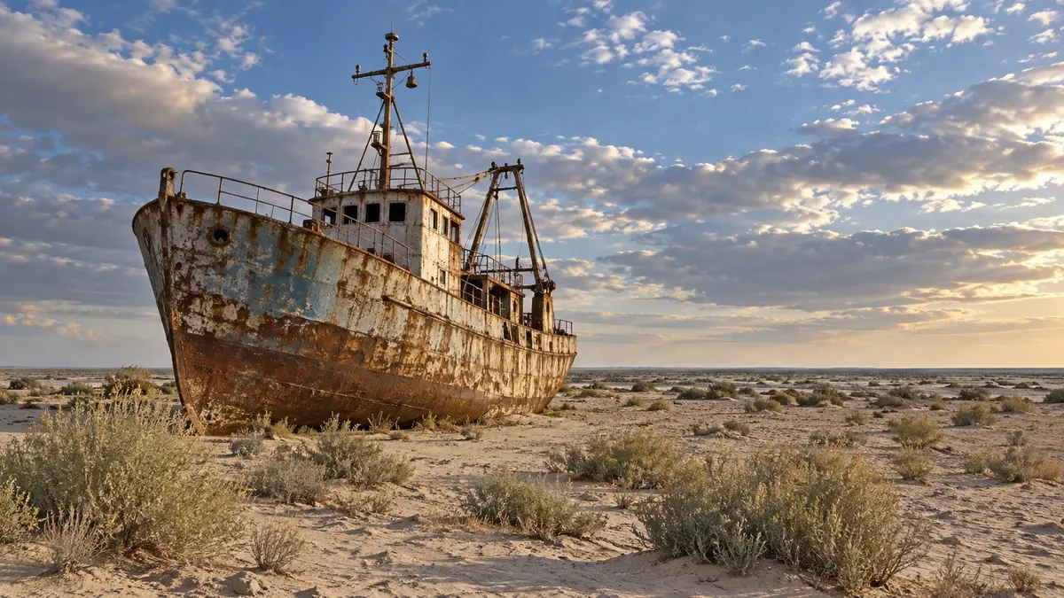 Muynak and the former Aral fishing landscape