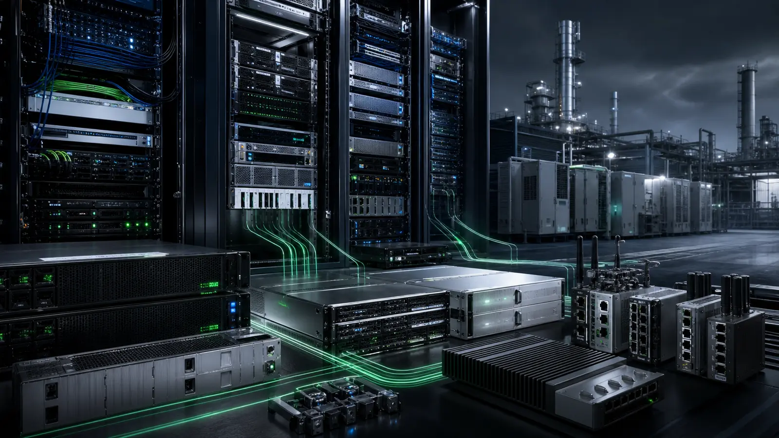 Servers network devices and an industrial site form an interoperable technology ecosystem