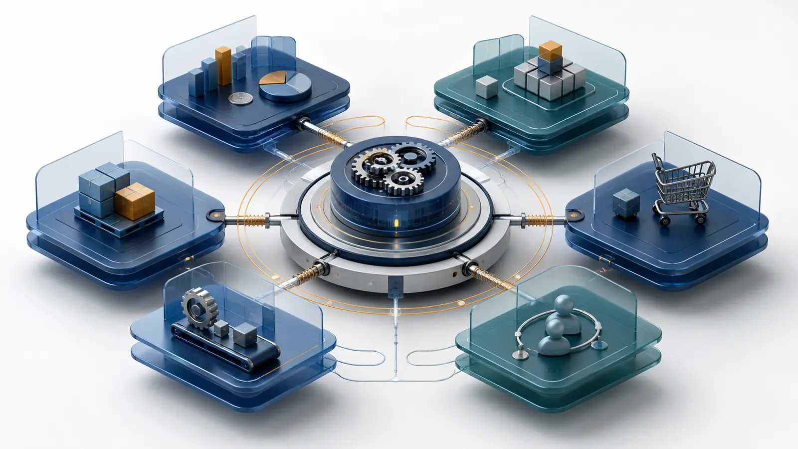 Modular enterprise software system connecting accounting, inventory, commerce, manufacturing and customer operations