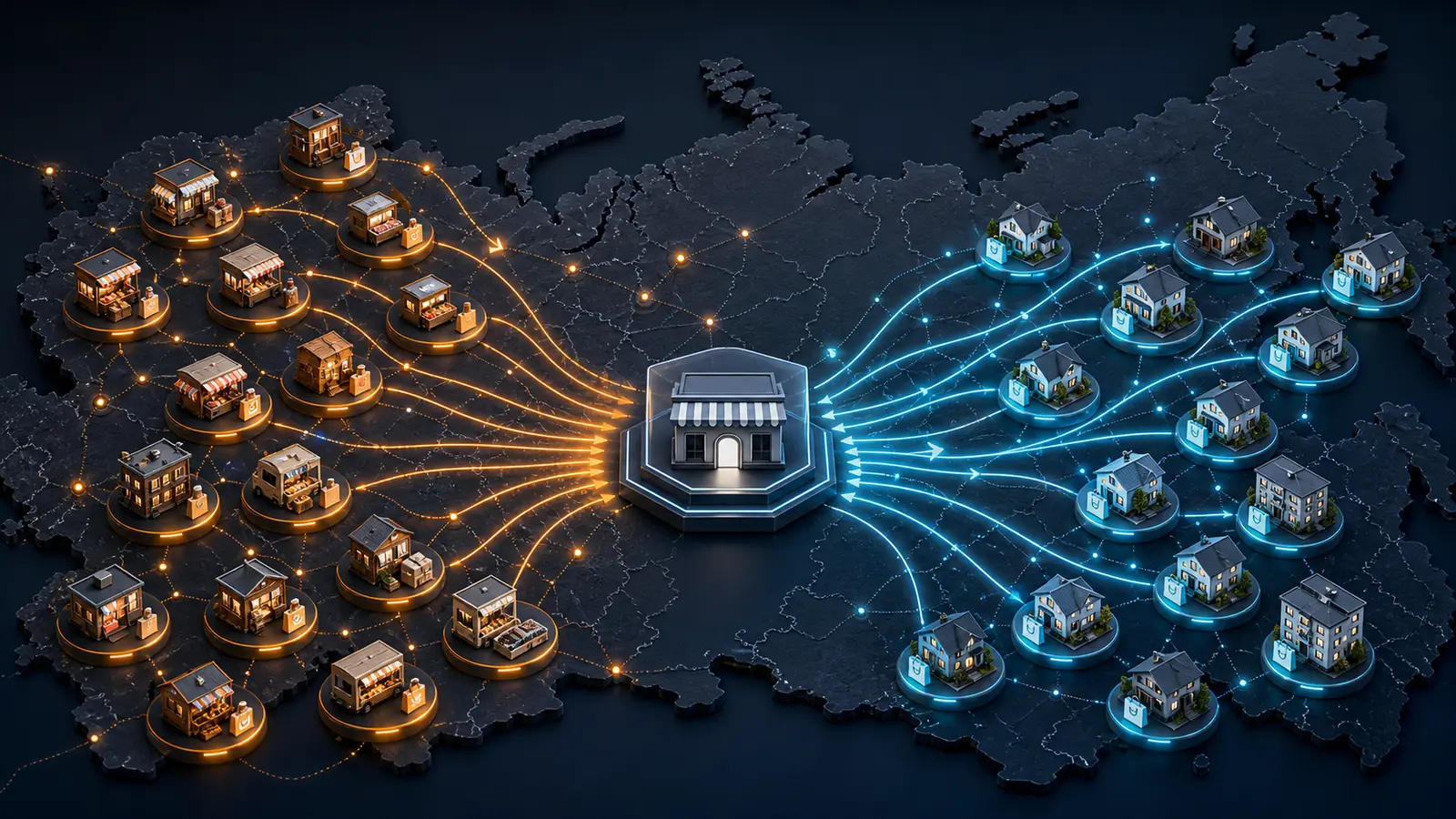 Isometric network connects regional small sellers through one digital gateway with customers