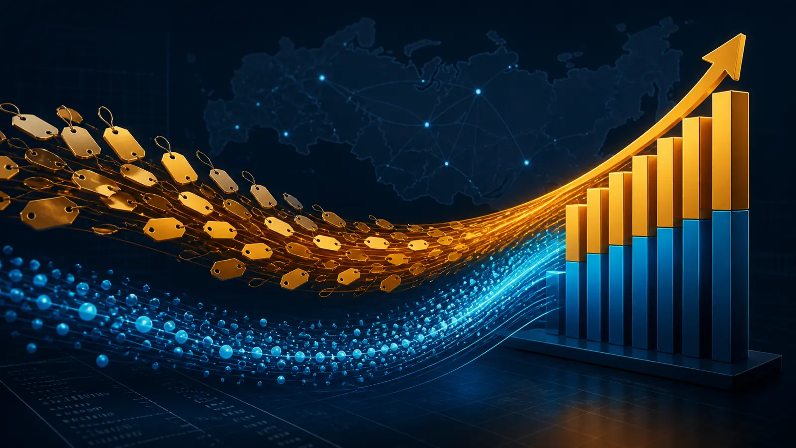 Editorial data visualization separates travel-agency turnover growth into price and transaction streams
